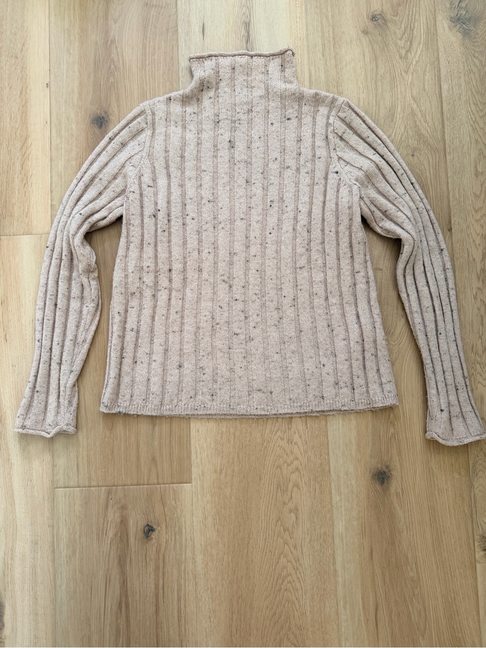 Madewell Soft Pink Speckled Ribbed Turtleneck Sweater